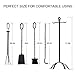 COMFYHOME Fireplace Tools 5 Pcs, 32-Inch Wrought Iron Fireplace Tools Set with Ergonomic Handle, Fire Poker, Tong, Shovel, Brush, Stand for Outdoor Indoor Fire Pit, Modern Fireplace Kit, Black