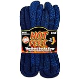HOT FEET Thermal Socks for Men, Extreme Cold Weather, 2/4 Pack Thick Warm Socks for Men, Winter Insulated Socks, Size 6-12.5, 2 Pack, Navy/Blue Denim