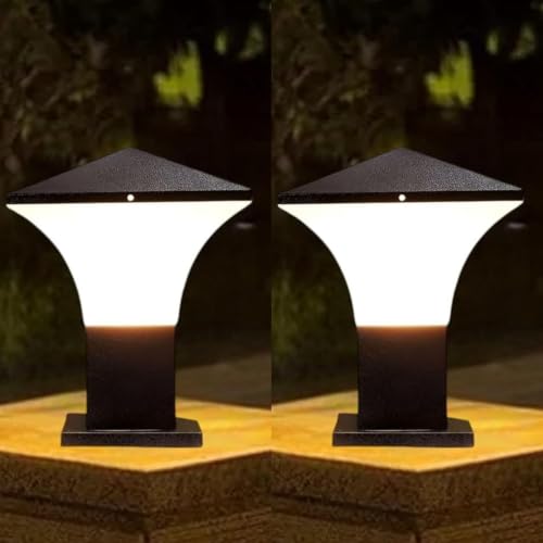 Image of Keypkus Black Metal Outdoor Gate Light for Pillar, Waterproof Modern Boundary (Bulb not Included) Decorative Entrance Light for Home & Garden, Pack of 2