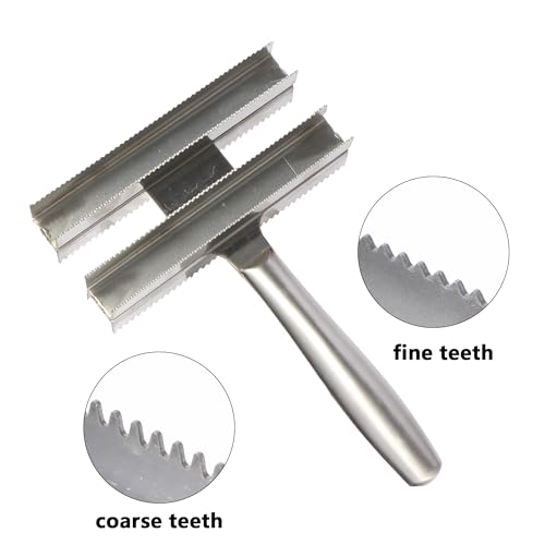 Heavy Duty Livestock Shedding Comb Dog Brush for Shedding Horse Cattle Sheep Large Pets Grooming Tool Dual-Sided Full Stainless Steel Shed Blade - Thumbnail 5