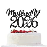 Mastered It 2026 Cake Topper, Masters Graduation Decorations, Happy Masters Degree, Congrats Grad, 2026 Master Graduation Party Decorations, Black Glitter