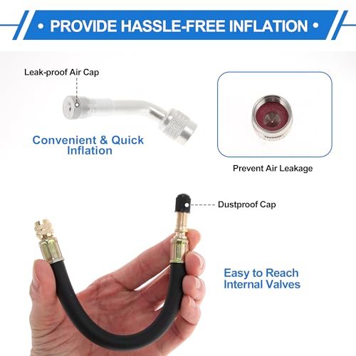 Image of Motoforti 1set 135 Degree Copper Tire Valve Extension with Durable Plastic 210mm Tyre Valve Inflation Adapter for Car Motorcycle RV Truck Bike