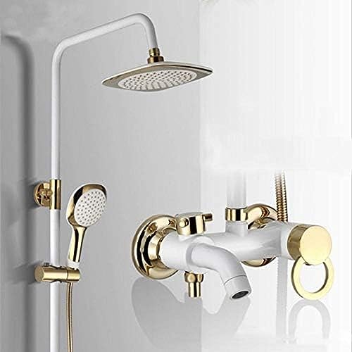 Robinet de douche en laiton blanc avec douchette et pomme haute de salle de bain
