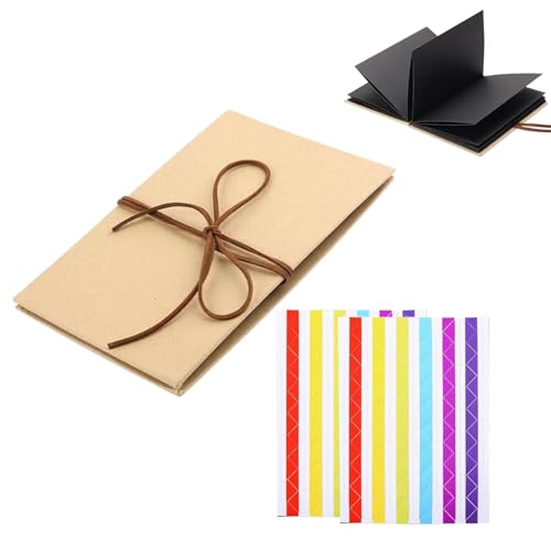 Album Fotografico Scrapbook,Album Foto con Pagine Nere per Scrapbooking Fai Da Te,Vintage Album Foto,Regali Nozze Natale Regalo di Anniversario Compleanno(18x11.5cm)