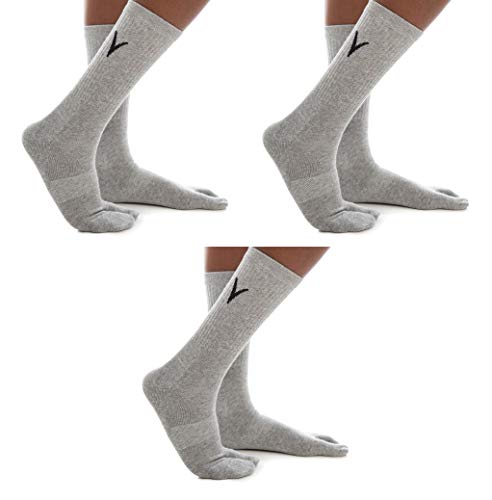 Image of 3 Pairs Thick Flip-Flop Big Toe Socks Crew Mid Calf or Ankle Size: Women 9-12 Men 8-11
