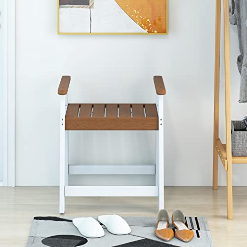 Sumba Duschbank Aus Massivem Teakholz – 61 Cm, Mit Ablage, Rostfreier Edelstahl-Hardware
