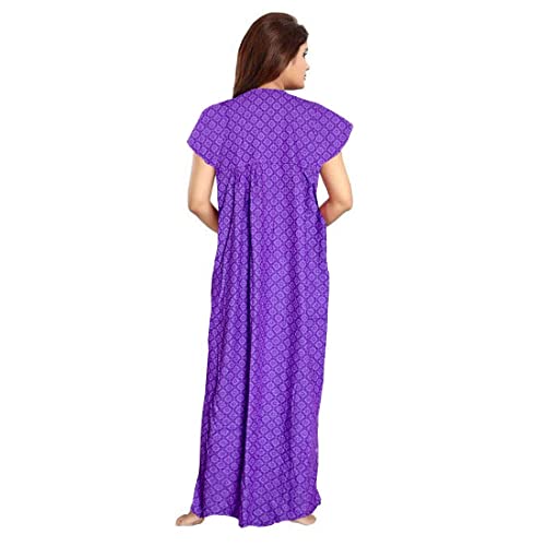 Image of Nighty for Women Cotton Printed Maxi Gown Ankle Length Nighty Night Dress Gown for Women Maxi - Free Size (Pack of 2)