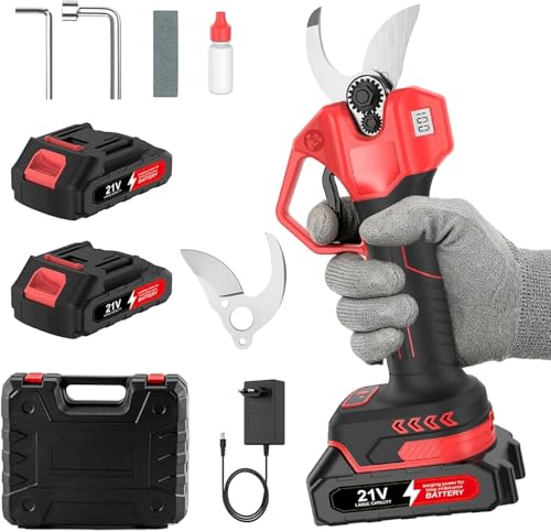 Sécateur Électrique sans Fil 800W, Sécateur Électrique avec Écran LCD et 2x2.0 Ah Batteries, Sécateur à Batterie Léger 1.04 kg, Moteur sans Balais,...