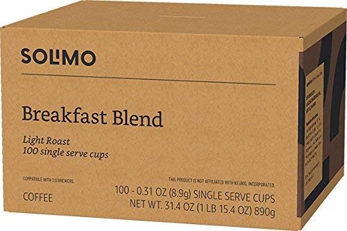 image for Amazon Brand - Solimo Light Roast Coffee Pods, Breakfast Blend, Compat