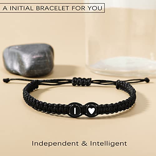Btysun Initial Bracelets for Women Teen Gifts Trendy Stuff Best Friend Birthday Gifts Graduation Adjustable Letter A-Z Braided Bracelets Heart Link Sister Daughter Mother's Day Mom Female Christmas Jewelry