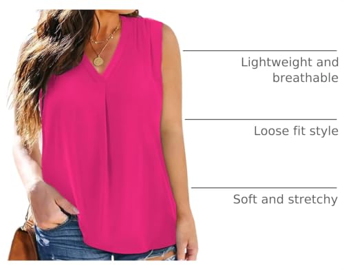 Image of Eytino Womens Plus Size Tank Tops Summer Sleeveless V Neck Casual Loose Chiffon Blouse Office Work Shirts(1X-5X)