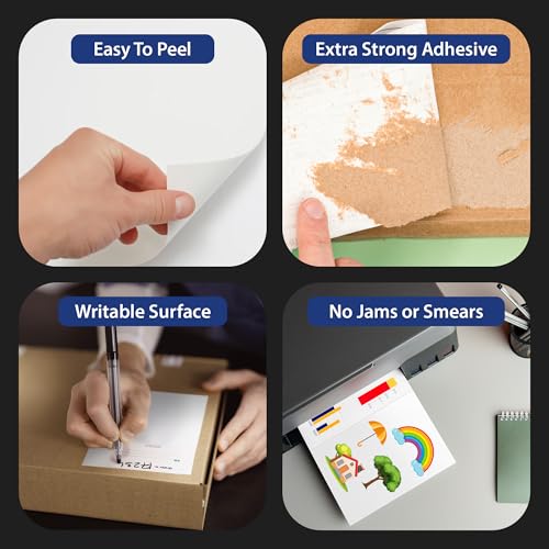 100 Sheet (200 Labels) | 8.5\" x 11\" 2 UP Half Sheet Self Adhesive Shipping Labels for Laser & Inkjet Printers | Ecommerce, Address, Mailing, Labeling, Packaging