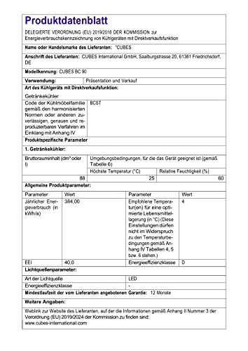 Foto von °CUBES Getränkekühlschrank 90L mit Glastür & 4 variablen Ablagen | Kompakter Flaschenkühlschrank, perfekt für zu Hause, Büro, Partys & Gastro | Stilvoller Kühlschrank mit Glastür, schwarz