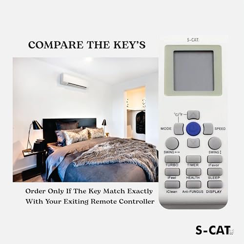 Image of S-CAT Compatible with Amstrad /Videocon /Reliance Reconnect /Onida AC Remote Control YKR-P /002E Model 171 (No Backlight) (Match Old Remote Exactly, for Any Issues Contact us)