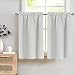 White Tiers Curtains Panels for Bedroom Half Window Curtains Privacy Casual Weave Textured Window Treatment Set of 2 Pcs 24 Inches Length