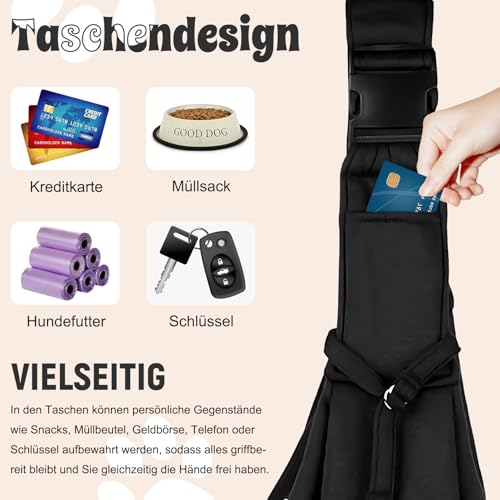 Forhandy Hundetragetasche, Tragbare Haustier Hundetasche mit Verstellbare Schultergurt und Fronttasche Wendbarer Tragetasche Hund bis 7.5kg zum Aktivitäten im Freien/Spaziergang/Ausflüge (Schwarz)