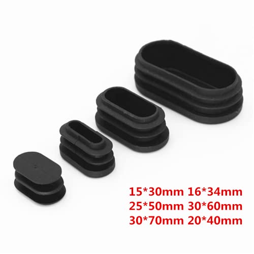 4pcs/20pcs Black Oval Oblong Rectangle Plastic Blanking End Cap Tube Pipe Inserts Plug Bung Furniture Protection Gasket Dust Seal (Color : 20PCS, Size : 15x30mm)