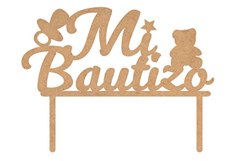 Tooper para tarta Mi Bautizo de madera Cover