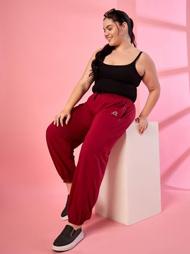 Image of ALZA Women's Cotton Oversized Joggers with Utility Pockets - Loose Fit High Waisted Track Pants for Gym, Yoga & Travel - Lightweight All-Season Lounge Sweatpants