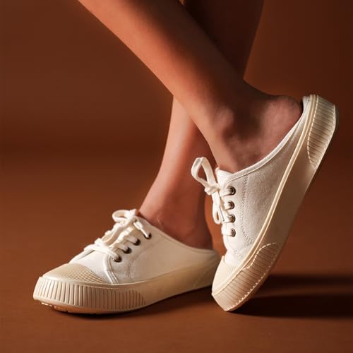 Image of Theater Women Elves Lace-Up Mule Sneakers | Canvas Upper with Cushioned Sole | Lightweight Comfort for Casual & Travel Styling