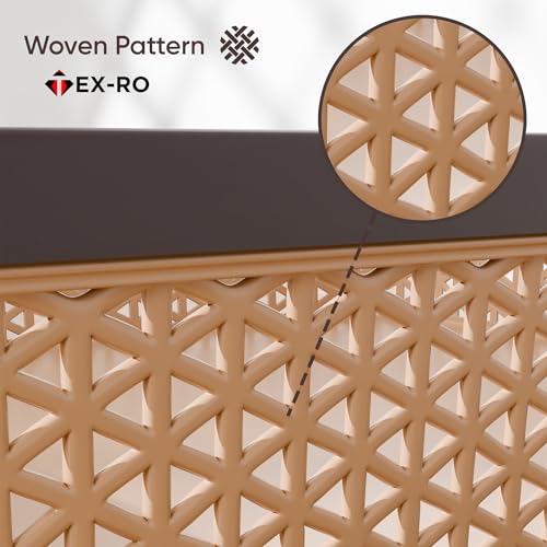 Image of TEX-RO Plastic Trays for Storage Organizer | Multipurpose Tray for Kitchen, Office & Drawer | Storage Tray for Documents, Cosmetics, Stationery | Woven Design Basket - Brown, Pack of 4