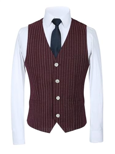 Men Striped Suit Three Piece Set One Button Jacket Vest Pants Business Boutique Formal Wedding Outfit4