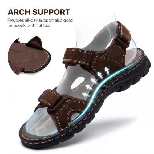 Image of JOUSEN Men's Sandals Outdoor Open Toe Water Beach Sandal Leather Sport Sandal