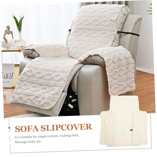 Funda para sofá de una plaza beige elástica para proteger sillones de deformaciones 4