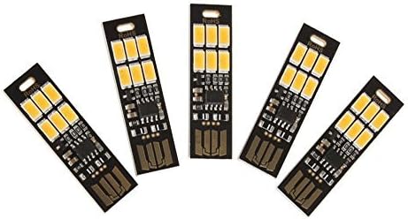 Justsimple Mini USB Reading Light,5PCS 6-LED Ultra-Thin Portable Night Light Power,Super Bright Touch Switch Keychain Lamp for Lighting,Indoors,Outdoors,Notebook Camping,Hiking,Reading,Warm White