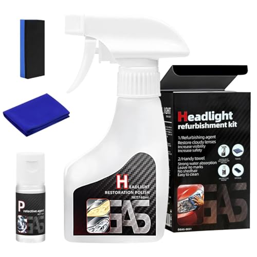 Doksvp Kit de Líquido Restaurador para Faros de Automóviles, Limpia Pulimento Coche Liquido para Faros, Que Elimina la oxidación y el amarilleo, para Todo Tipo de Vehículos