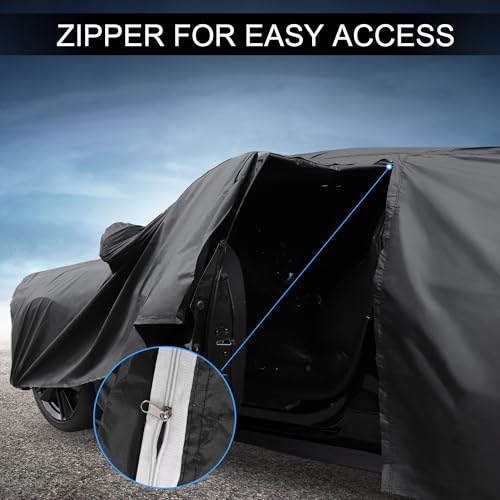 Image of X AUTOHAUX Car Cover Outdoor Waterproof Sun Rain Snow Hail Protection with Left Side Door Zipper 210D-PU for Lexus ES Sedan