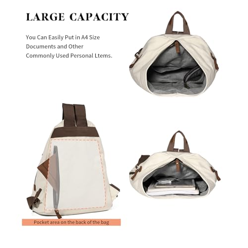 Image of KL928 Canvas Vintage Backpack - Large Casual Daypack Outdoor Travel Rucksack Hiking Backpacks for Men Women