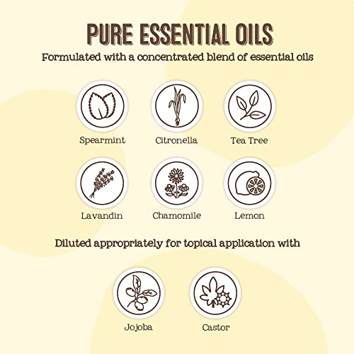 Oilogic Kids Bug Bites & Itches Roll-On Essential Oil - Gentle & Safe Aromatherapy Blend, 100% Pure Essential Oils (Tea Tree, Citronella & Spearmint Oil) Diluted With Castor & Jojoba Oil For Kids #TOP3