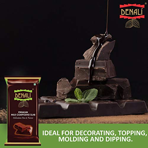 Denali Premium Milk Chocolate Compound Slab - Cooking Chocolate Bars for Making Chocolates, Cake Toppings, Ganache, Muffins, Mousse (400 Grams)