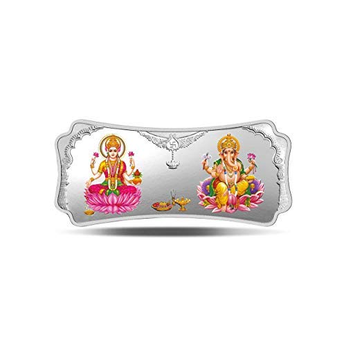 MMTC-PAMP 999 Silver Purity Colorful Stylized Laxmi Ganesha 50 gm Silver Bar (Best wishes Gift)
