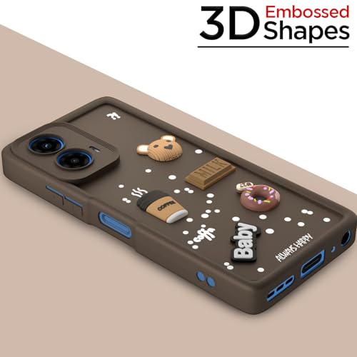 Image of Outlouders Back Cover for Moto G54 5G / G64 5G | Cute Fun Cartoon 3D Bear Silicone | Full Body Protection Bumper Case (Brown)