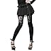 Punk Rave Women's Victorian Style Macbeth Faux Leather Look Leggings with Lace - Size Medium Black