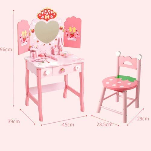 Raelf Cute Pink Wooden Dresser Table Girls Make Up Toys Kids Pink Children's pink dressing table decoration ornaments Bedroom Makeup Table Chair Set for Children, DIY Assembled Toys,Children's educati - Image 8