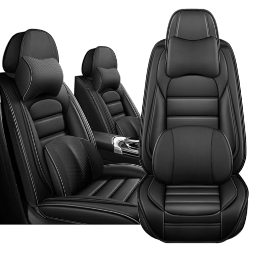 Image of Car Seat Cover for Chevy Chevrolet Trax 2024-2025, Nappa Leather Front Seat Covers Full Coverage Seat Protector Waterproof Cushions (Black,2 Seats Luxury)