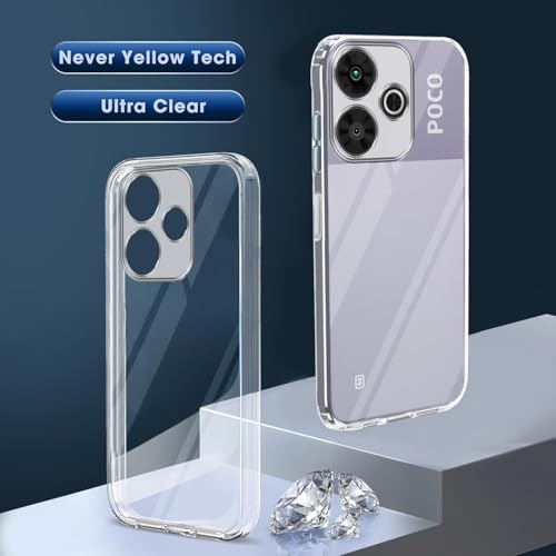 Image of Jkobi Back Cover for Poco M6 Plus 5G (Silicone Clear Shockproof Case with Camera Protection and Dust Plugs | Transparent)