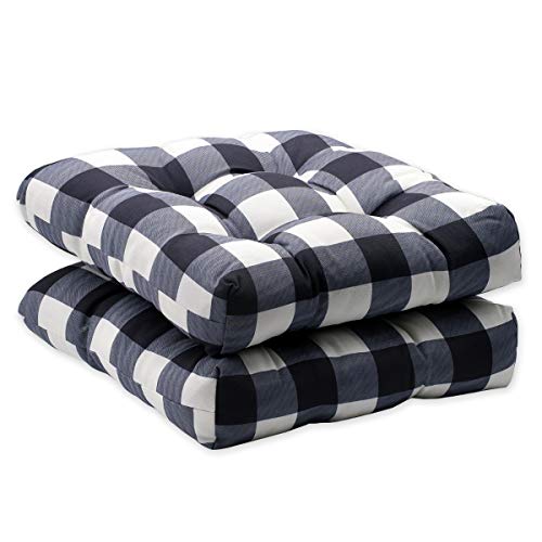 HowPlum 2-Pack Kitchen Dining Chair Pad Reversible Seat Cushion for Indoor Use with Ties, Black White Buffalo Check Plaid - Thumbnail 3