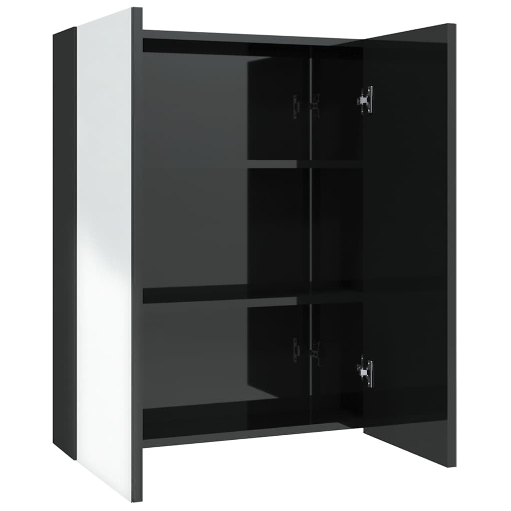 SYDE Armario de Baño con Espejo, 2 Puertas, 3 Compartimentos, 60x15x75 cm | Moderno, Cristal y MDF, Melamina, Almacenaje de Tocador, Pared