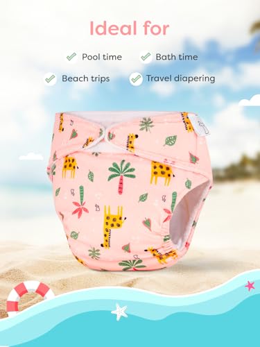 Image of SuperBottoms Reusable Swim Diaper | UNO SuperSoft Cloth Diaper Shell with Velcro | Adjustable Fit for 3M to 3Y | No Insert Needed | Rash-Free & Eco-Friendly Baby Swim Diaper