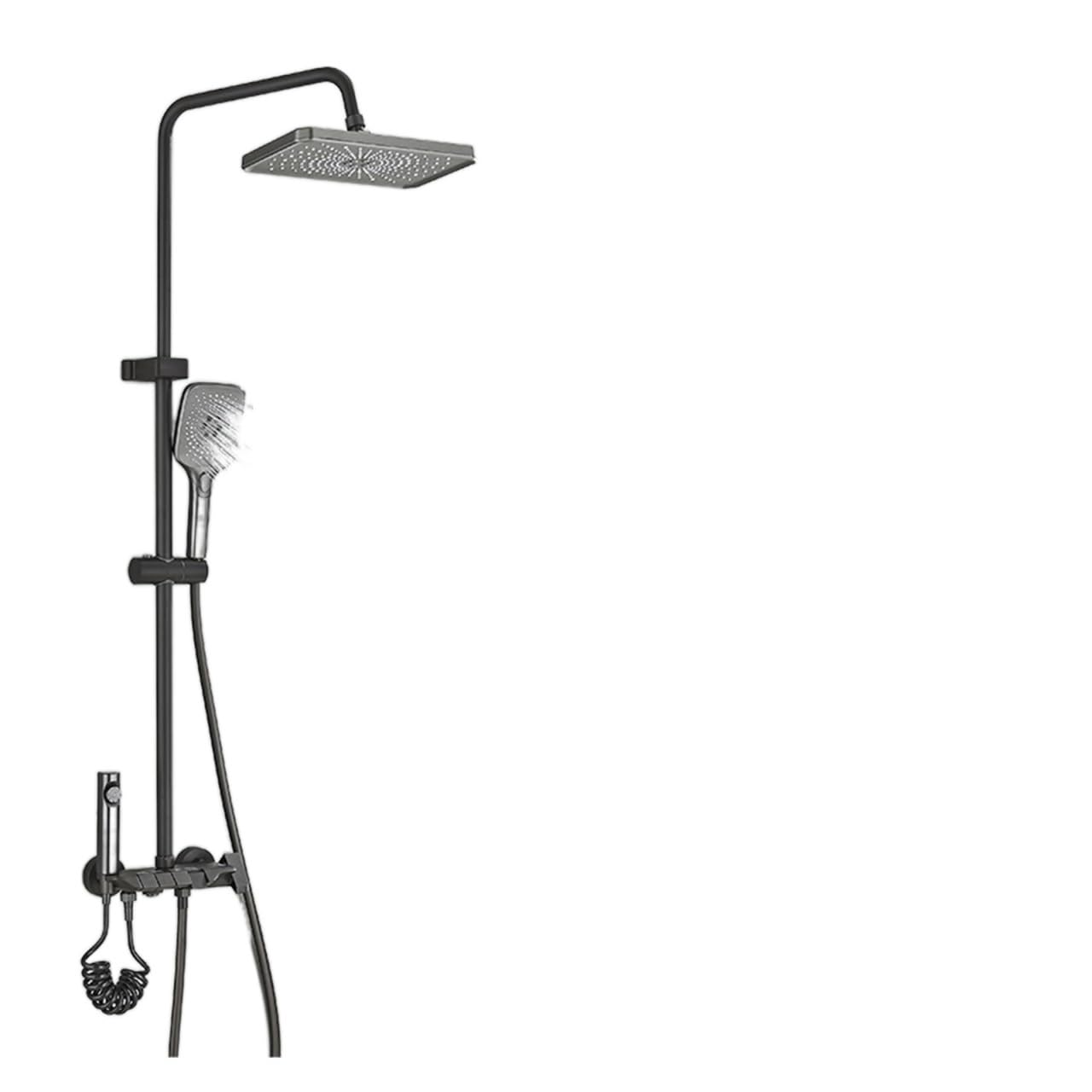 Soywim Grey A Shower System, Grey Piano Digital Shower Set Intelligent Brass Bathroom Faucets Hot Cold Waterfall Tap Rainfall Gray System(Grey A)