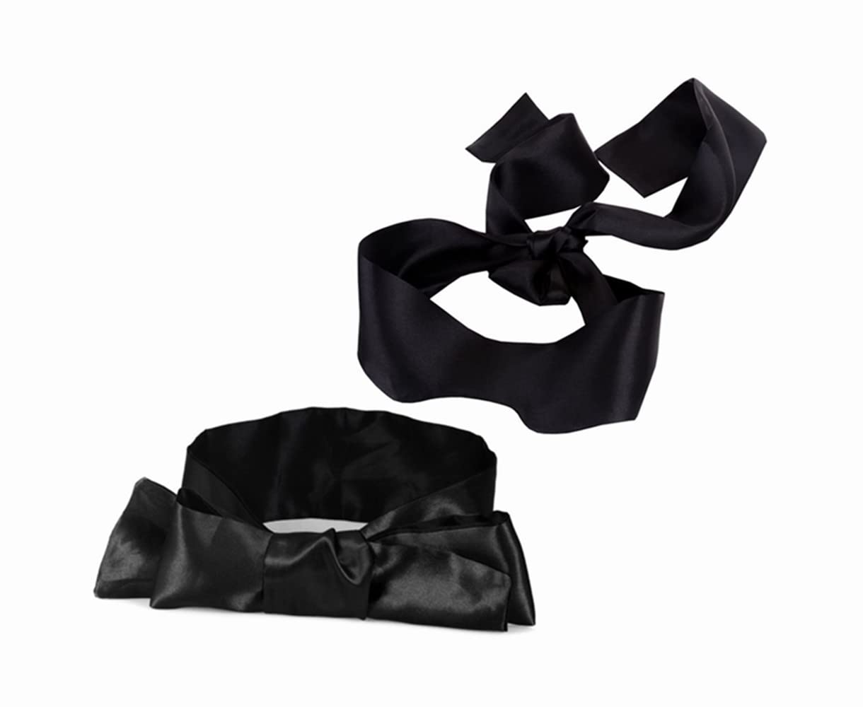 LATRAT 2 Pezzi Raso Benda per Occhi, Satin Eye Covers Sonno Maschera per Dormire Games, Maschera Sonno degli Occhi Raso Seta Maschera Occhi in Raso Sexy Morbido ed Elegante Stirabile Nero