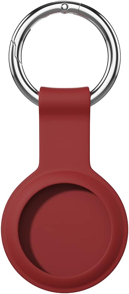 AWINNER Compatible for AirTag Case Keychain,Silicone Protective case Secure Holder with Key Ring (Red)
