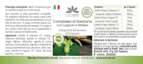 Complexe valériane houblon mélisse Herbadirekt 2x60 gélules