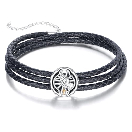 YAFEINI Catholic Bracelet Sterling Silver St Benedict/Saint Jude Medal Bracelet Saint Benedict Jewelry San Judas Tadeo Gifts for Men