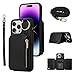 Furiet Wallet Case for iPhone 11 Pro Max 6.5 Leather Clasp Flip Zipper Purse Case with Shoulder Strap Credit Card Holder Cell Accessories Phone Cover for iPhone11 11pro Promax i XI Plus Women Black