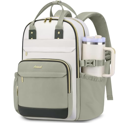 Mochila para portátil mujer 15.6 pulg beige verde miniatura 1